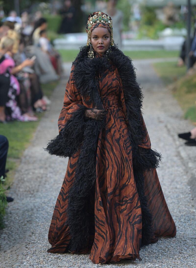 Halima Aden walks for Dolce & Gabbana in Italy in 2018.