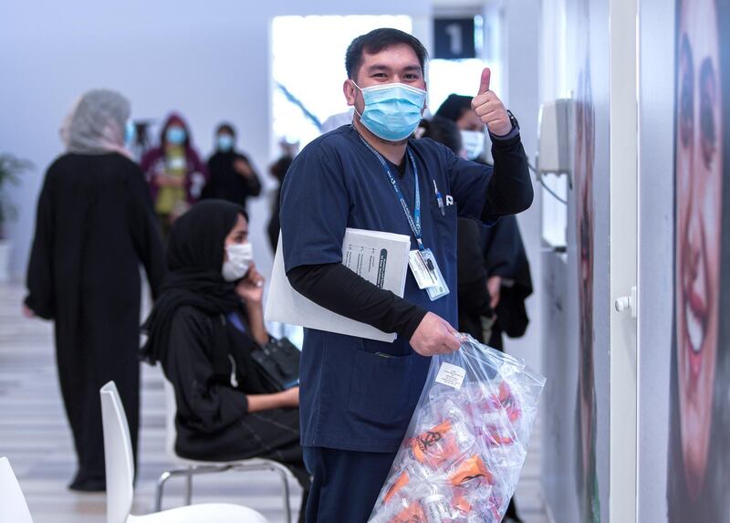 Abu Dhabi, United Arab Emirates, January 12, 2021. SEHA Vaccination Centre at the Abu Dhabi Cruise Terminal area.
Victor Besa/The National
Section:  NA
Reporter:  Shireena Al Nowais