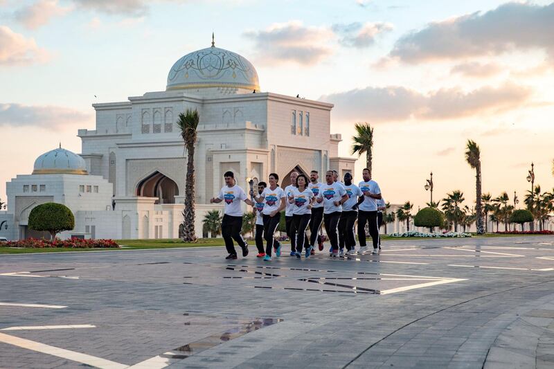 ABU DHABI, UNITED ARAB EMIRATES - March 10, 2019: The Special Olympics World Games 2019 Law Enforcement Torch Run, at the Presidential Palace.
( Mohamed Al Baloushi for the Ministry of Presidential Affairs )
---