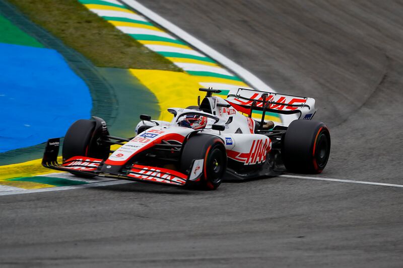 Haas driver Kevin Magnussen competes in the qualifying stage at Interlagos racetrack. AP