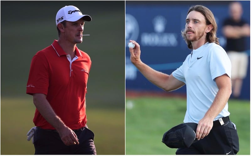 Justin Rose, left, and Tommy Fleetwood, right, are in a straight tussle for the Race to Dubai title. Kamran Jebreil / AP Photo; Kiarim Sahib / AFP
