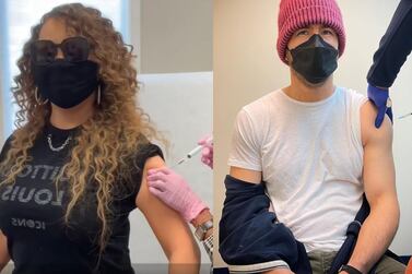 Mariah Carey and Ryan Reynolds recieve their Covid-19 vaccines. Instagram 