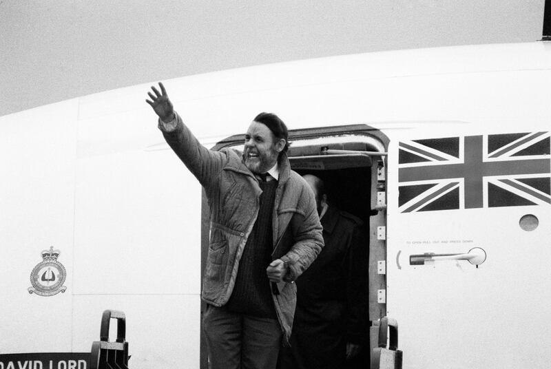 Mr Waite on his return to the UK in 1991 after being held hostage in Beirut for 1760 days. Getty