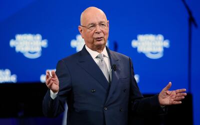 World Economic Forum founder Klaus Schwab gestures as he speaks during the opening of the 50th World Economic Forum (WEF) in Davos, Switzerland January 20, 2020. REUTERS/Denis Balibouse