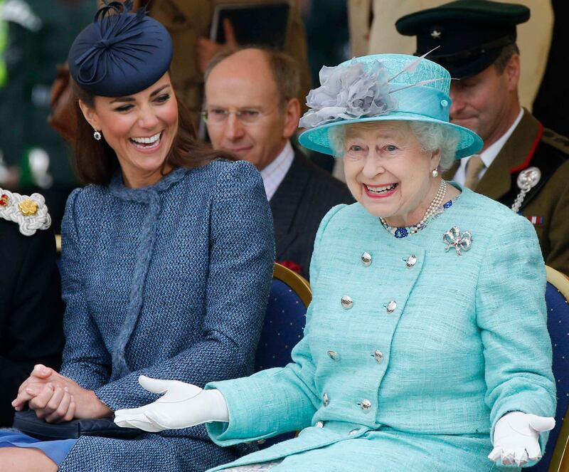 Catherine, Duchess of Cambridge, and Queen Elizabeth II, during a Diamond Jubilee visit to Nottingham on June 13, 2012. Getty Images