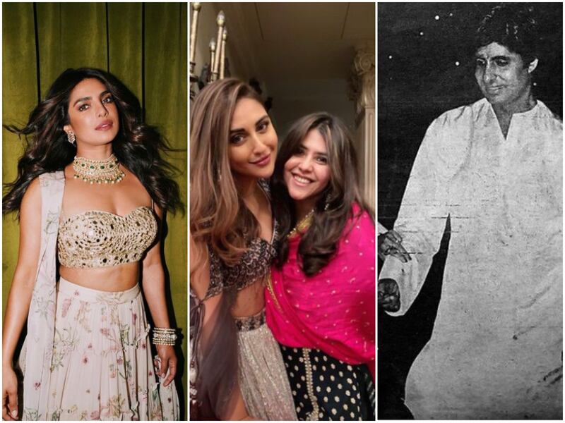 Bollywood celebrities, from left, Priyanka Chopra Jonas, Ekta Kapoor and Amitabh Bachchan shared pictures to mark Siwali. Photos: Instagram @priyankachopra / @ektarkapoor / @amitabhbachchan