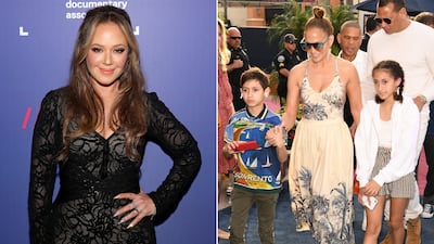 Leah Remini, and Max and Emme Anthony with their mother Jennifer Lopez. AFP, Shutterstock