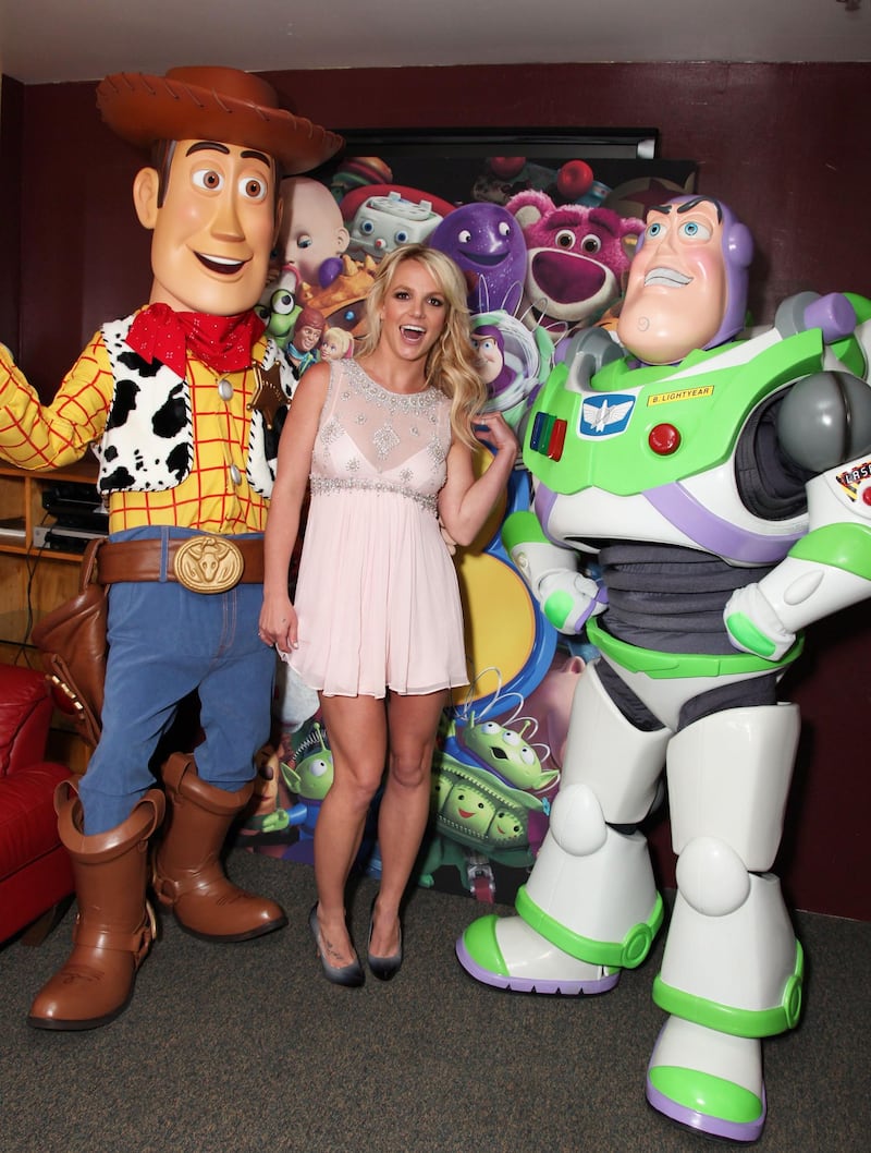 Mandatory Credit: Photo by Eric Charbonneau/Shutterstock (4377363cb)
HOLLYWOOD, CA - JUNE 13: **EXCLUSIVE** Woody, Britney Spears and Buzz Lightyear at the World Premiere of Disney/Pixar's 'Toy Story 3' on June 13, 2010 at the El Capitan Theatre in Hollywood, California. 
World Premiere of Disney/Pixar's 'Toy Story 3' Hollywood Los Angeles, America.