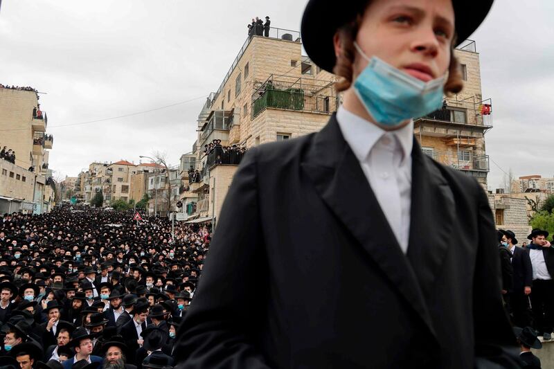 Thousands of ultra-Orthodox Jews attend the funeral procession for Rabbi Meshulam Dovid Soloveitchik in Jerusalem. AFP