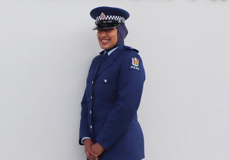 Constable Zeena Ali poses in New Zealand Police's specially designed hijab. Instagram / New Zealand Police
