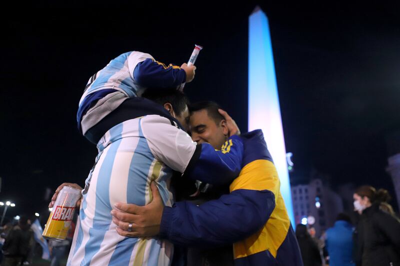 Fans celebrate in Buenos Aires after Argentina won the Copa America with a 1-0 victory over arch rivals Brazil.