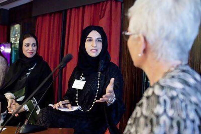 The du executive Hala Badri, second from right, encourages Emirati women to consider the private sector. Christopher Pike / The National