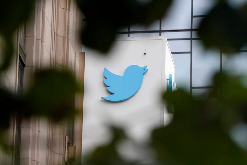 A sign at Twitter headquarters in San Francisco. AP