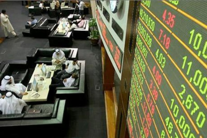 The Dubai Financial Market General Index fell 4.8 per cent, the biggest one-day drop since January 2010, to close at 1,607.77. Pawan Singh / The National
