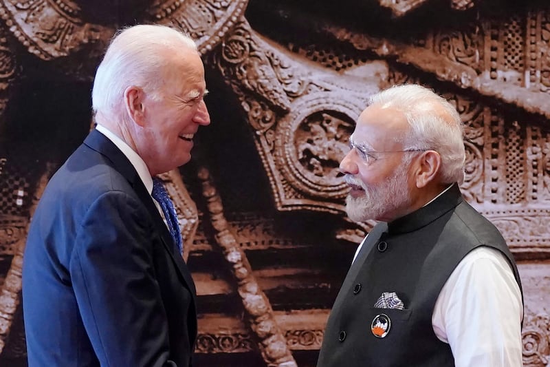 India's Prime Minister Narendra Modi with US President Joe Biden in New Delhi in September 2023. AFP