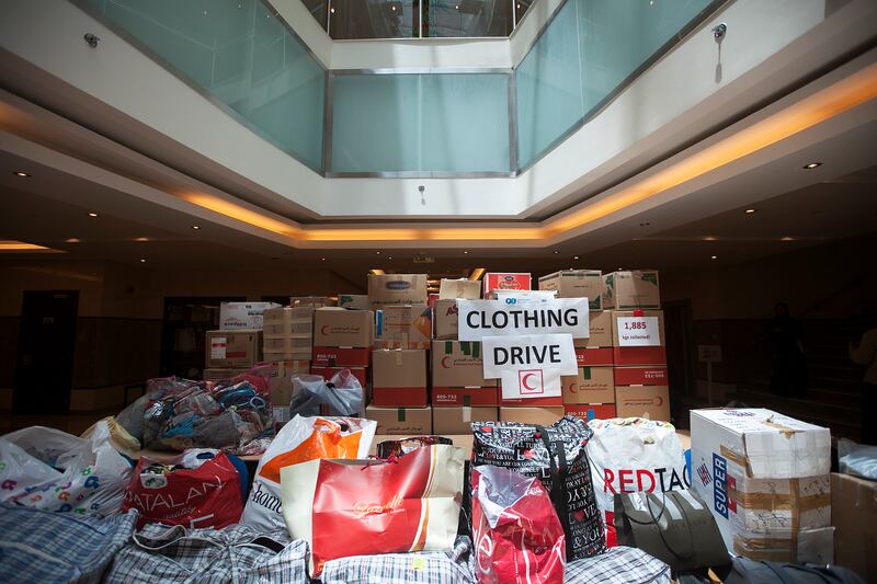 Abu Dhabi, United Arab Emirates. April 26, 2015///

Petroleum Institute's Academic Bridge Program students raised a total 1,885 Kilos of clothes for charity in cooperation with the Emirates Red Crescent. Abu Dhabi, United Arab Emirates. Mona Al Marzooqi/ The National 

Reporter: Ayesha Al Khoori 
Section: National  *** Local Caption ***  150426-MM-Clothingdrive-002.JPG