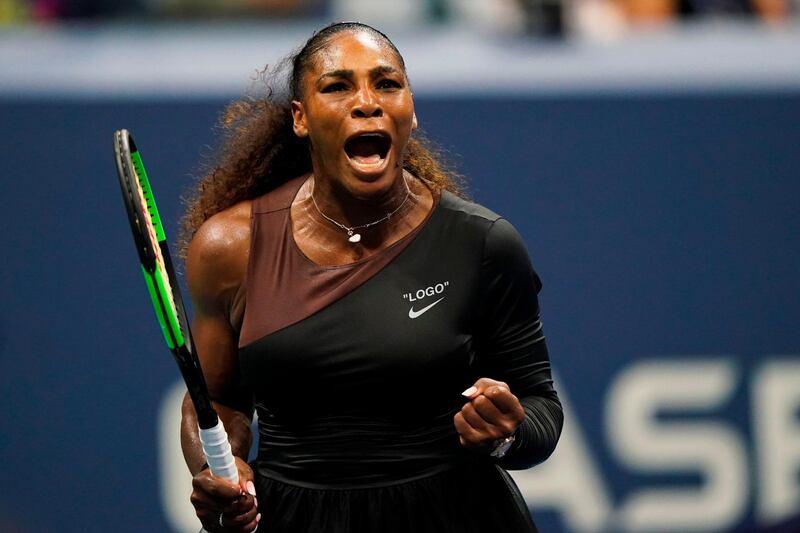 TOPSHOT - US Serena Williams celebrates a point against Czech Republic's Karolina Pliskova during their Women's Singles Quarter-Finals match at the 2018 US Open at the USTA Billie Jean King National Tennis Center in New York on September 4, 2018. (Photo by EDUARDO MUNOZ ALVAREZ / AFP)