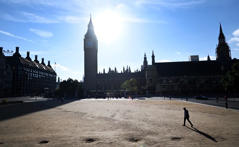 A parched Parliament Square in London. EPA