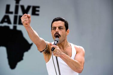 Rami Malek as Freddie Mercury in 'Bohemian Rhapsody'. Courtesy Alex Bailey