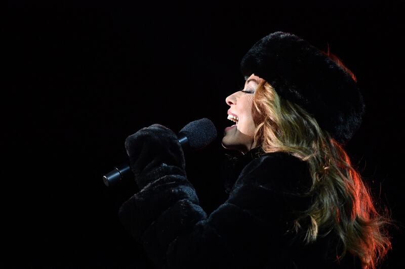 Canadian singer-songwriter Shania Twain performs during the 100th National Christmas Tree Lighting on The Ellipse south of the White House. AFP