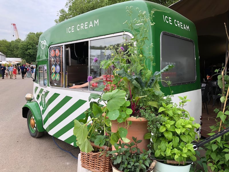 An ice cream van at the 2018 RHS Chelsea Flower Show, which is underway in London. Courtesy Melanie Hunt