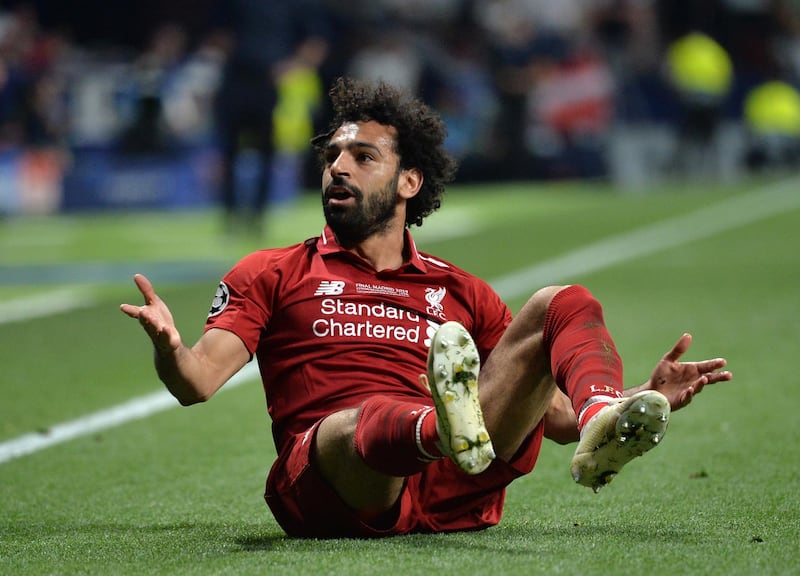 Mohamed Salah of Liverpool reacts during the UEFA Champions League final. EPA