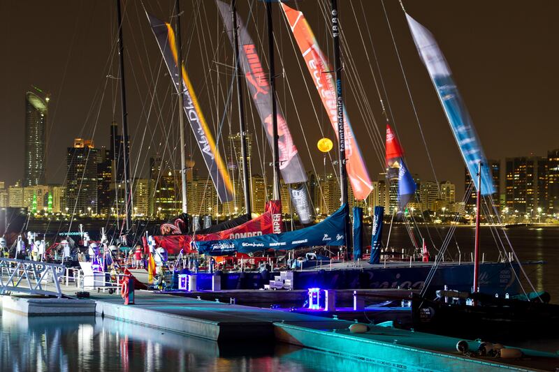 The Volvo Ocean Race fleet at rest in the Abu Dhabi Ocean Destination Village during the Volvo Ocean Race 2011-12. (Photo Credit must read: IAN ROMAN/Volvo Ocean Race)