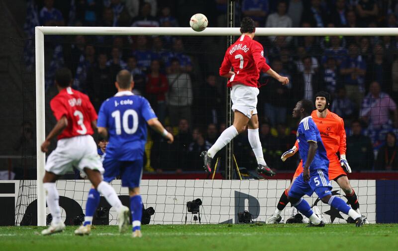 Ronaldo soared above the Chelsea defence to net before Frank Lampard equalised shortly before half-time. Getty Images