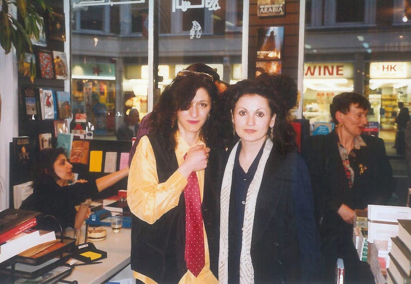 The Lebanese writer and artist Mai Ghoussoub (left), co-founder of Saqi, with her compatriot and author Hanan Al Shaykh. Courtesy Al Saqi Books