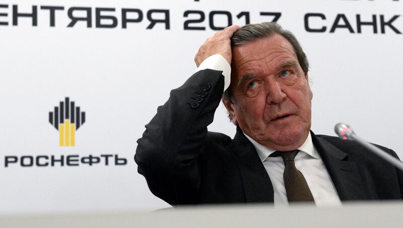 Former German chancellor Gerhard Schroeder is being targeted by the EU over his role as chairman of Russian oil company Rosneft. AFP