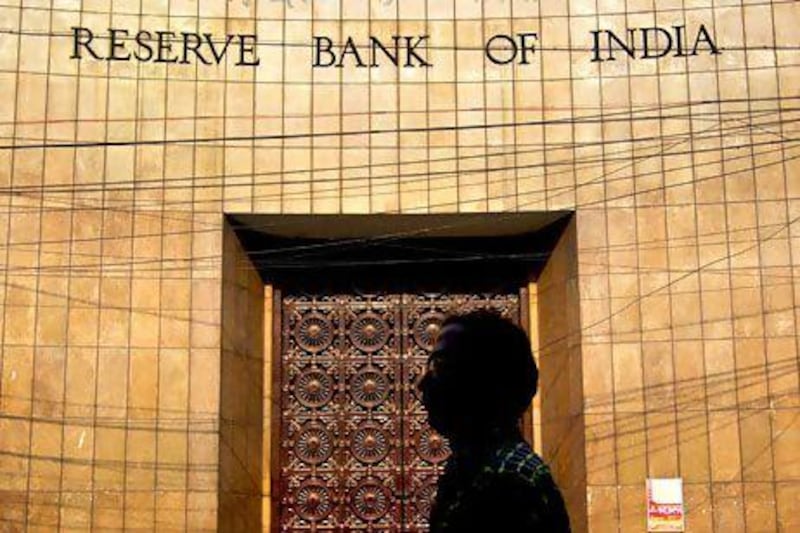 Outside the Reserve Bank of India in Kolkata. Economic initiatives taken by India's government in recent months have helped to boost sentiment. Brent Lewin / Bloomberg News