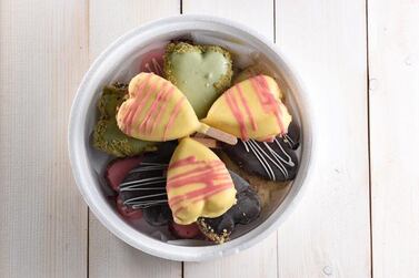 Heart-shaped lollies from La Bottega Del Gelalo.