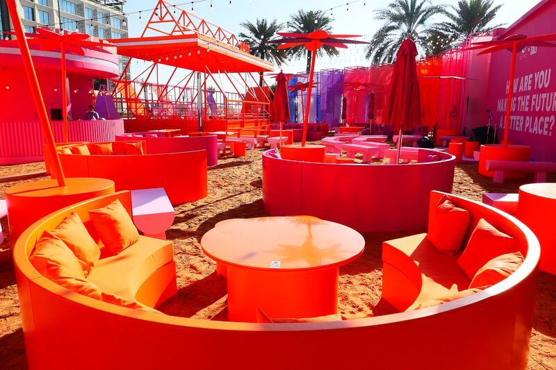 Families can relax together in the pop-up's brightly coloured booths.