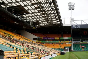 FILE PHOTO: Soccer Football - Premier League - Coronavirus impact on the Premier League - Carrow Road, Norwich, Britain - March 14, 2020 General view of Carrow Road as the Premier League is suspended due to the number of coronavirus cases around the world Action Images via Reuters/Peter Cziborra EDITORIAL USE ONLY. No use with unauthorized audio, video, data, fixture lists, club/league logos or "live" services. Online in-match use limited to 75 images, no video emulation. No use in betting, games or single club/league/player publications. Please contact your account representative for further details/File Photo