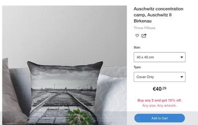 The Auschwitz cushion cover on RedBubble