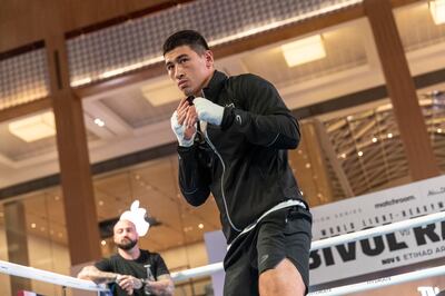 Dmitry Bivol trains for his world title fight against Gilberto Ramirez in Abu Dhabi in November 2022. Antonie Robertson / The National
