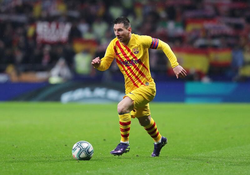 Barca's Messi in action during the Liga match. Getty