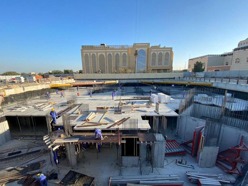 Construction of The Hindu Temple, Jebel Ali, January 2021. Courtesy Hindu Temple, Jebel Ali