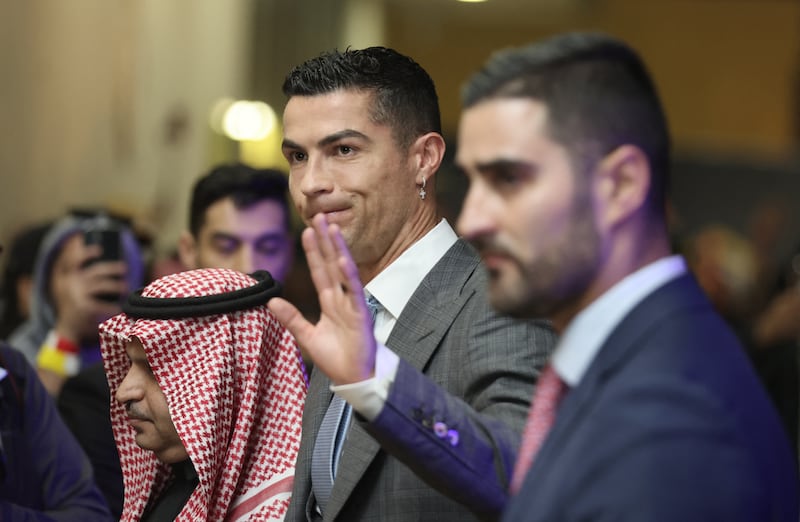 Cristiano Ronaldo during his unveiling as an Al Nassr player after his record deal with the Saudi club, which is said to be worth $200m a year. Reuters