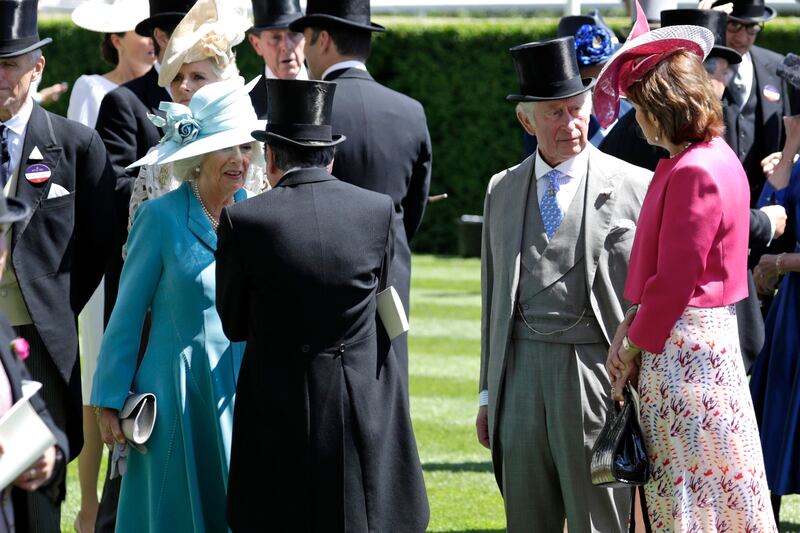 Camilla, Duchess of Cornwall, and Prince Charles, Prince of Wales, in the parade ring during Royal Ascot 2022 at the Ascot Racecourse on June 14, 2022 in England. Photo: Getty Images for Ascot Racecourse
