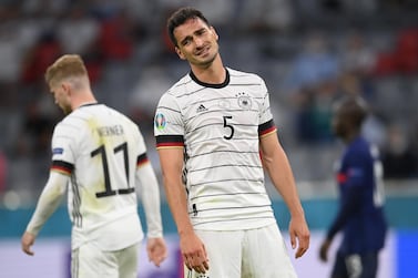 Mats Hummels of Germany reacts during the UEFA EURO 2020 group F preliminary round soccer match between France and Germany in Munich, Germany, 15 June 2021. EPA