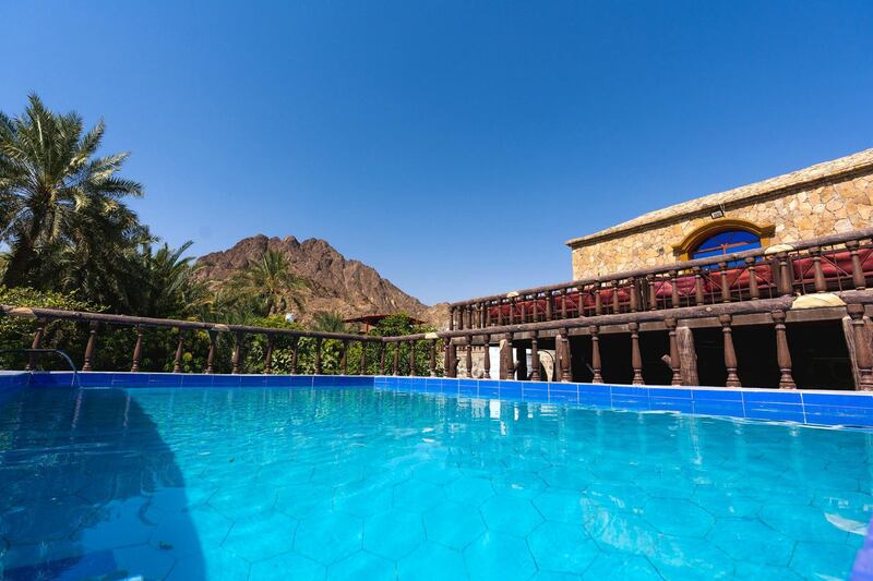 The outdoor pool at Sunrise Farm, Hatta