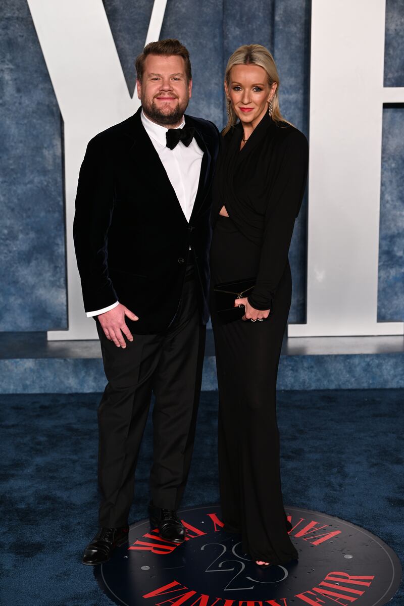 James Corden and wife Julia Carey. Photo: Doug Peters