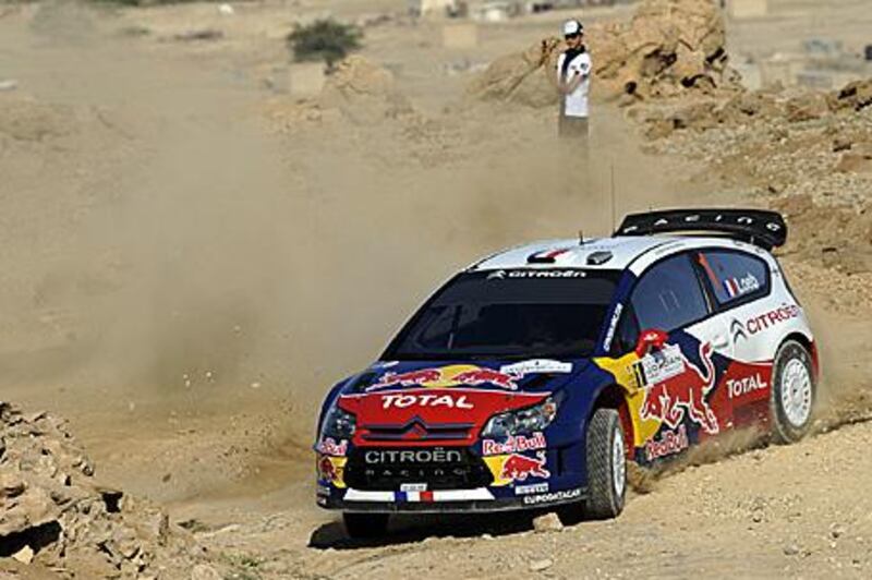 Sebastien Loeb, the championship leader, on his way to victory in the Rally Jordan.