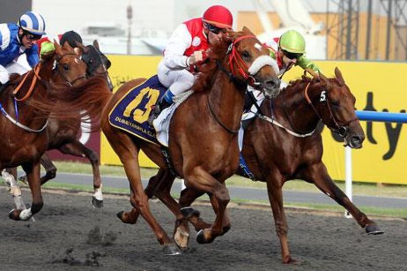 Seraphin Du Paon, centre, in red, will have Mirco Demuro aboard in the President's Cup Prep.