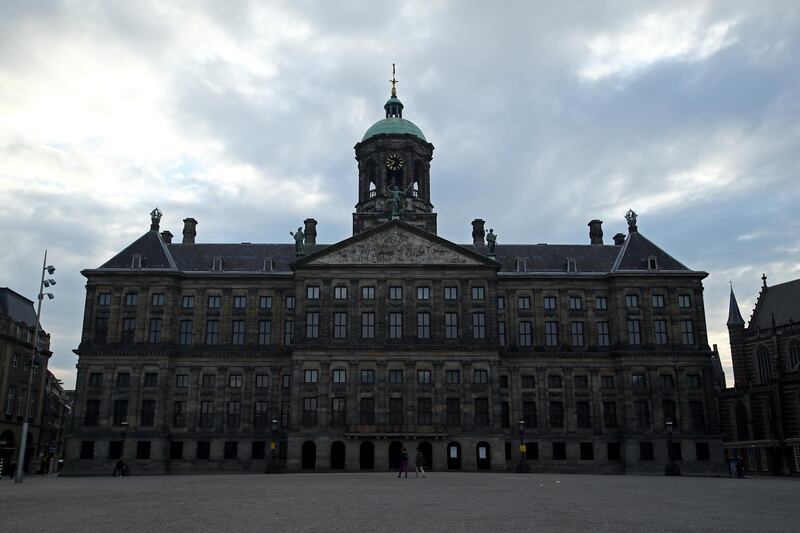 A general view of Koninklijk Paleis or The Royal Palace on King's Day which has been muted amid Coronavirus Quarantine Measures in Amsterdam, Netherlands. The country is beginning to ease lockdown measures it adopted to curb Corona Virus / Covid-19 infections, but large public gatherings are still banned, such as the King's Day (Koningsdag) celebrations that typically mark King Willem-Alexander's birthday. Getty
