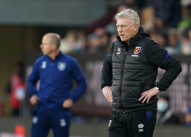 West Ham's manager David Moyes watches on from the touchline. AFP