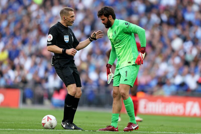 LIVERPOOL RATINGS: Alisson Becker - 8. The Brazilian was a spectator until he was injured making a stop from Alonso approaching the half hour. After that he made a series of good saves and rarely looked uncomfortable. His shootout save from Mount gave Liverpool the chance to win the cup. AP