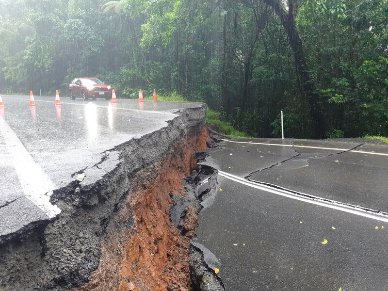 A road split in half along the Palmerston motorway in Queensland. Reuters