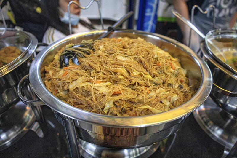 Pancit noodles at the cafeteria.